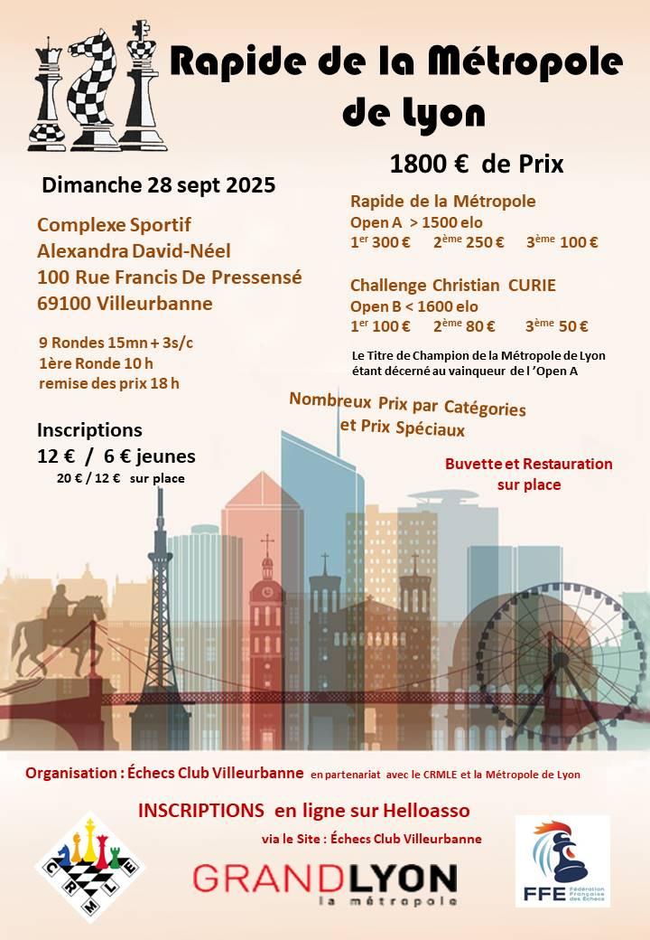 Annonce Tournoi Rapide de la Métropole de Lyon 2025